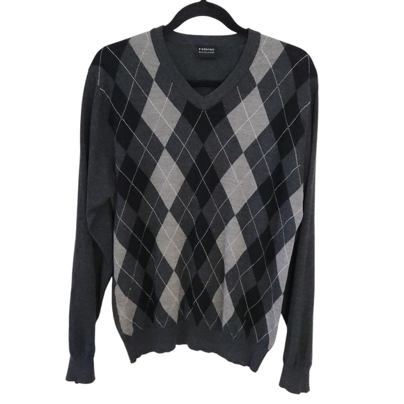 Hörst Dusseldorf Argyle V-Neck Sweater merino blend– Medium - Picture 1 of 12